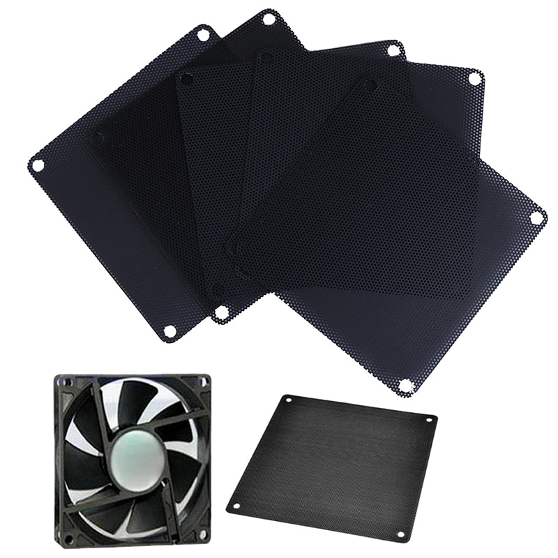 10Pcs 12Cm Zwart Vierkant Fan Filter Pc Computer Mesh Stofdicht Case Cover 120 Mm Fan Dust Filter Cooler
