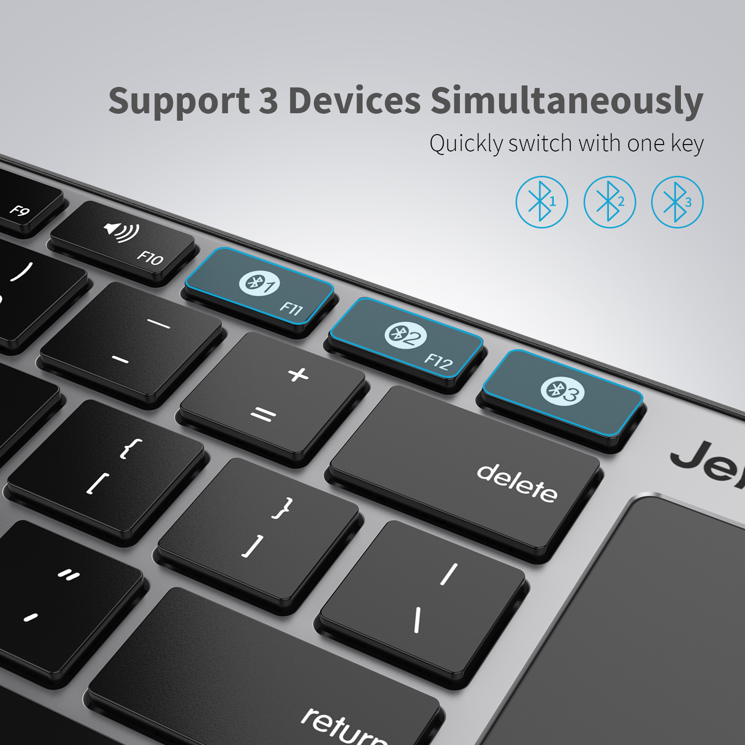 Jelly Comb Rechargeable Ultra Slim Multi-Device Bluetooth Wireless Keyboard with Touchpad for MacBook iMac iPhone iPad Pro Air