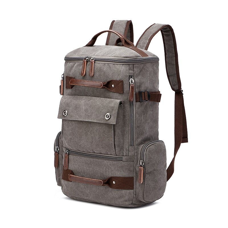 LOVZON Vintage Backpack Canvas Backpack School Bag Men's Travel Bags Large Capacity Backpack Laptop Backpack Bag: Gray