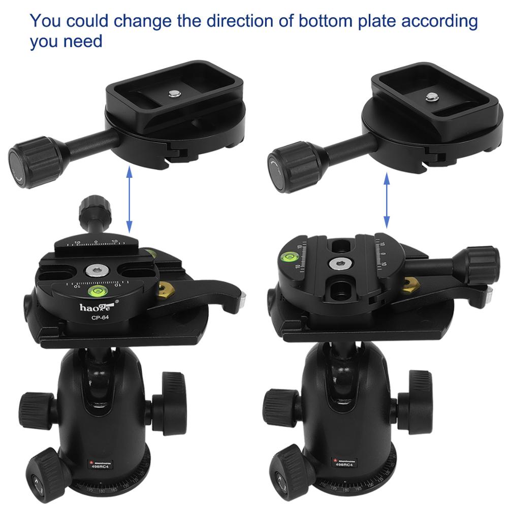 Haoge 64mm Quick Release Clamp Adapter Convertor for Manfrotto RC4 System to Arca-Swiss Compatible, Fit 400PL / 405 / 410 / RC4