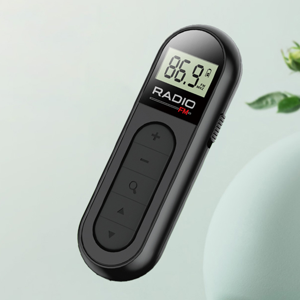 Mini Pocket FM Radio 76-108MHZ Clip Small Radio with Backlight LCD Display 3.5mm Headphone Jack for Conference Tour Guide Racing