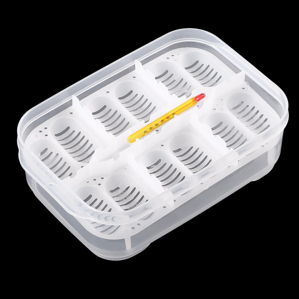 Plastic 12 Holes Reptile Egg Incubation Tray With Thermometer Incubating Snake Eggs Incubation Tool