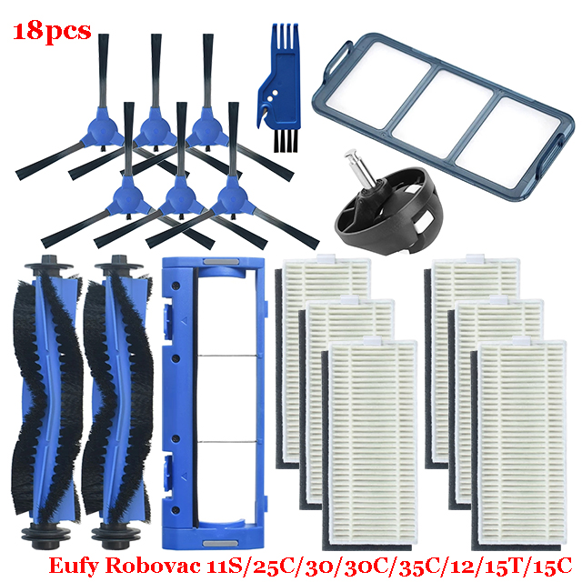 For Eufy Robovac 11S / 25C / 30 / 30C / 35C / 12 / 15T / 15C Slim Robot Vacuum Cleaner Parts Main Side Brush Cover Hepa Filter