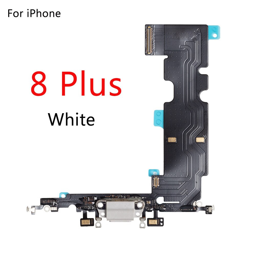 1pcs Charging Port Flex Cable for iPhone 8G 4.7" 8 Plus 5.5" black white gold USB Dock Connector Charger Microphone Repair parts: For 8 Plus White