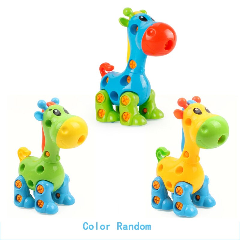 Early Learning Education DIY Screw Assembly Engineering Vehicle Detachable Assembly Dinosaur Practical Ability Educational Toys: Giraffe random