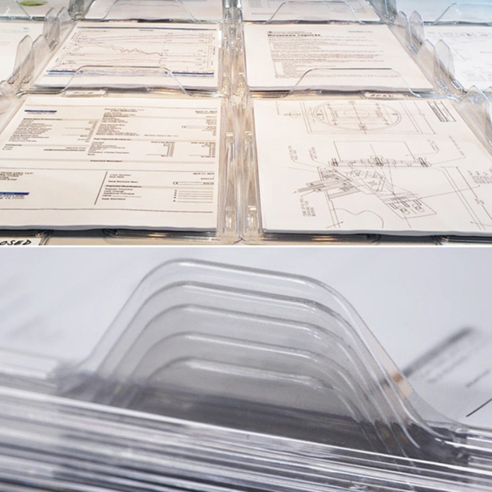 1Pc Transparent Plastic Office Storage Box Document Paper Case File Holder Desktop Organizer Файловая стойка