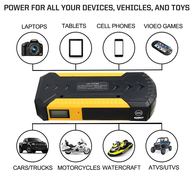 9000 mah 12v 600a 4 usb jump starter power bank bærbar multifunktions bilbatteri booster benzin diesel oplader start enheder