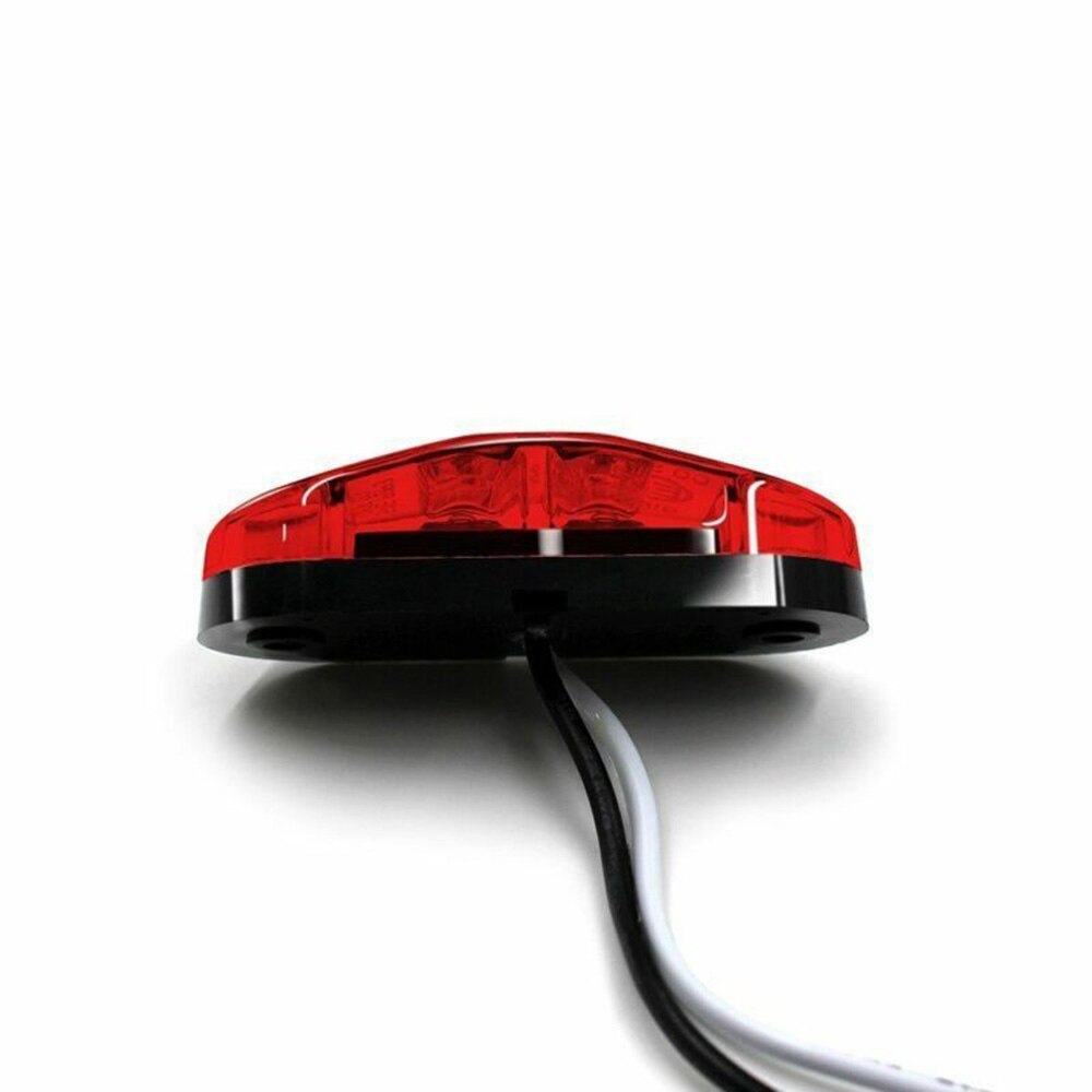 10x rød led-lampe 2 diode oval 2.5- tommer frihængsvogn lastbil sidemarkeringslys 10v-30v rød led sidemarkeringslys