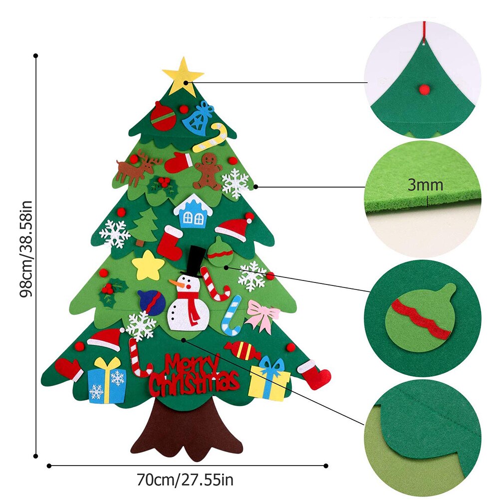 BEUNITONE 62 Pcs DIY Felt Christmas Tree Wall Hanging Christmas Tree...