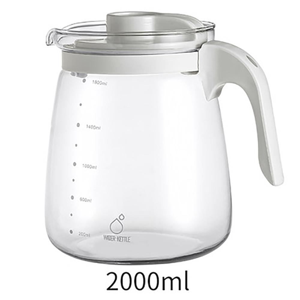 Botella de vidrio para agua y zumo, recipiente de gran capacidad con tapa, dispensador de agua, para el hogar, 1 ud.: 2000ml white