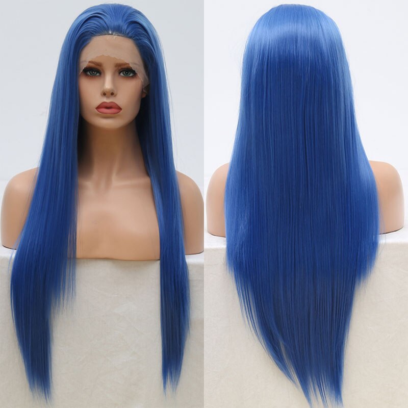 Bombshell Blue Silky Straight Synthetic Hair Lace ... – Vicedeal