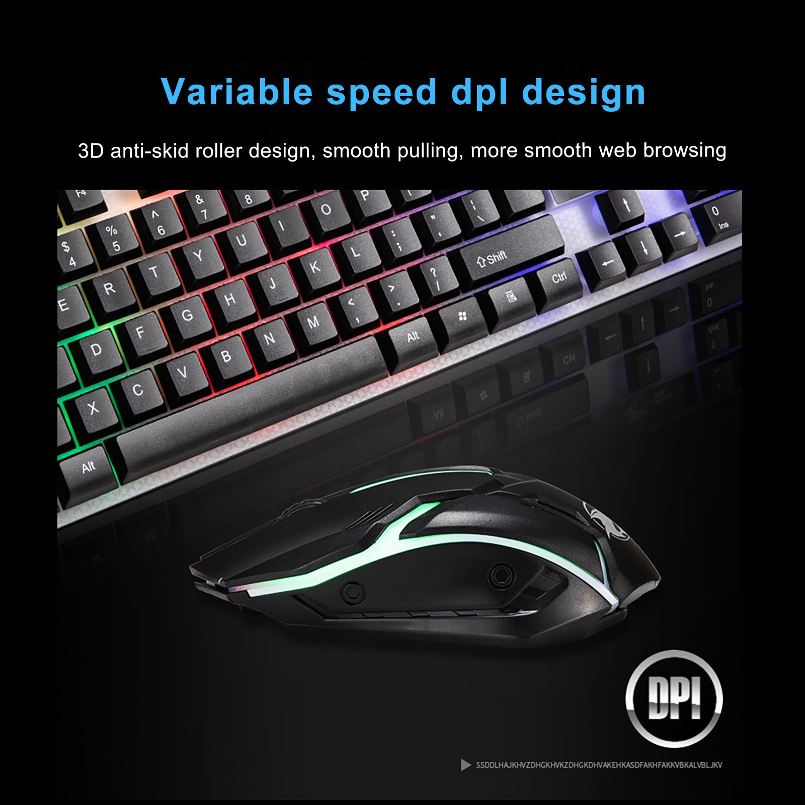Wired Rainbow Backlit USB Game Keyboard and Mouse Kit for Windows XP/ 7/8/10/OSX system game keyboard and mouse