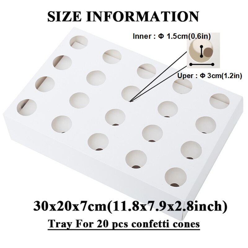Confetti cone holder FEESTIGO natural confetti cones holder for wedding decoration White-Kraft confetti cones stand box tray