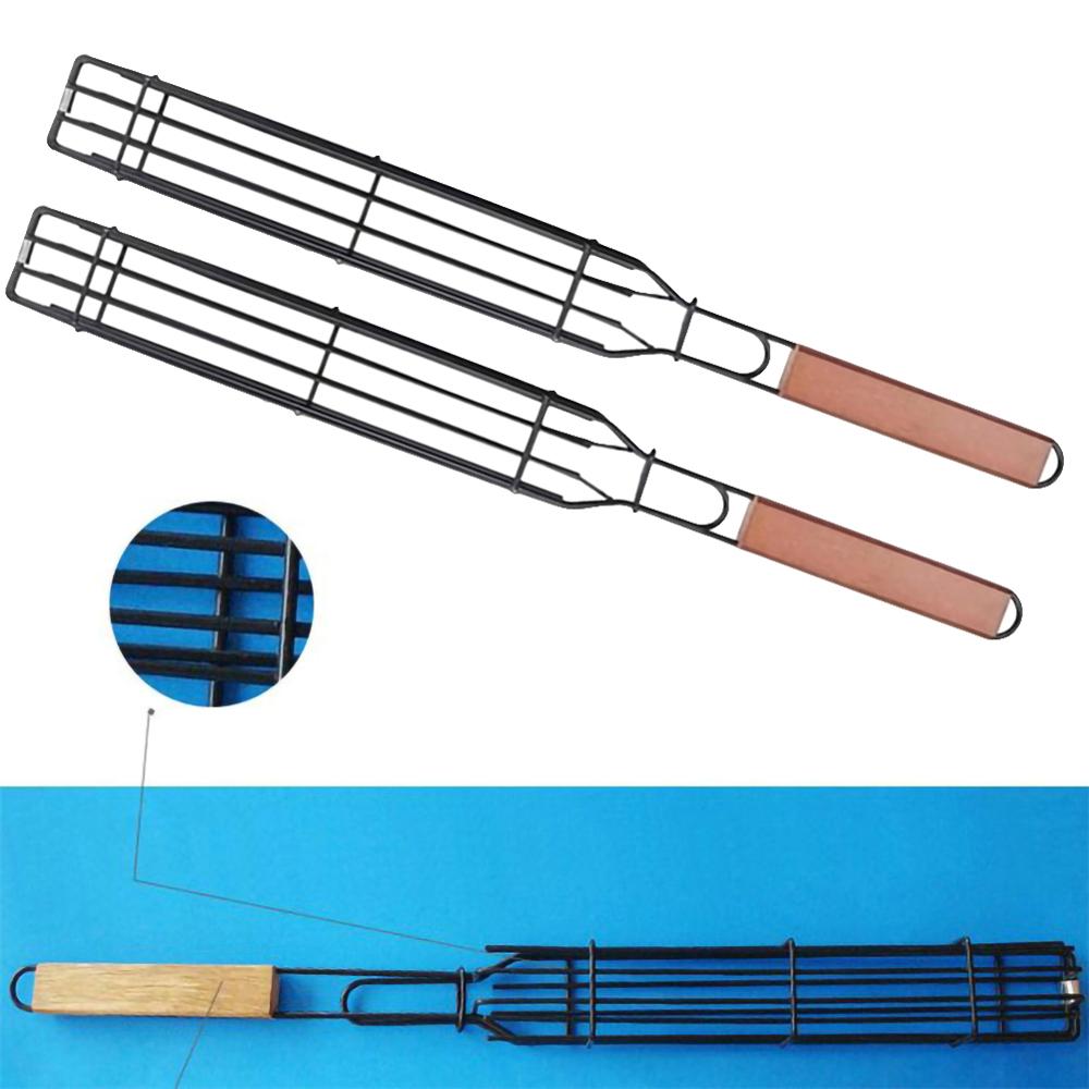 Barbecue Bar Vorm Ijzer Spies Mand Praktische Barbecue Kooi Bbq Mesh Houder Handig Grill Mand Voor Party Camping