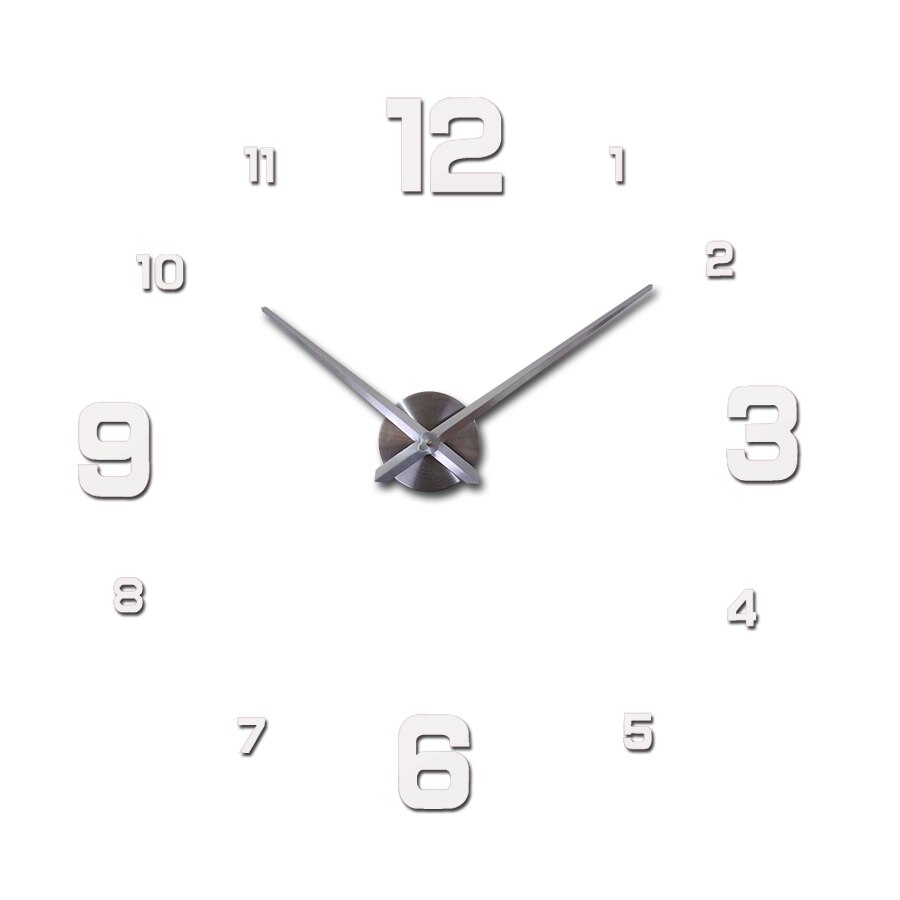 Real uhr 3d wanduhr diy spiegel Zauberstab aufkleber moderne wohnzimmer quarz metall uhren dekoration uhr: Weiß / 47Zoll