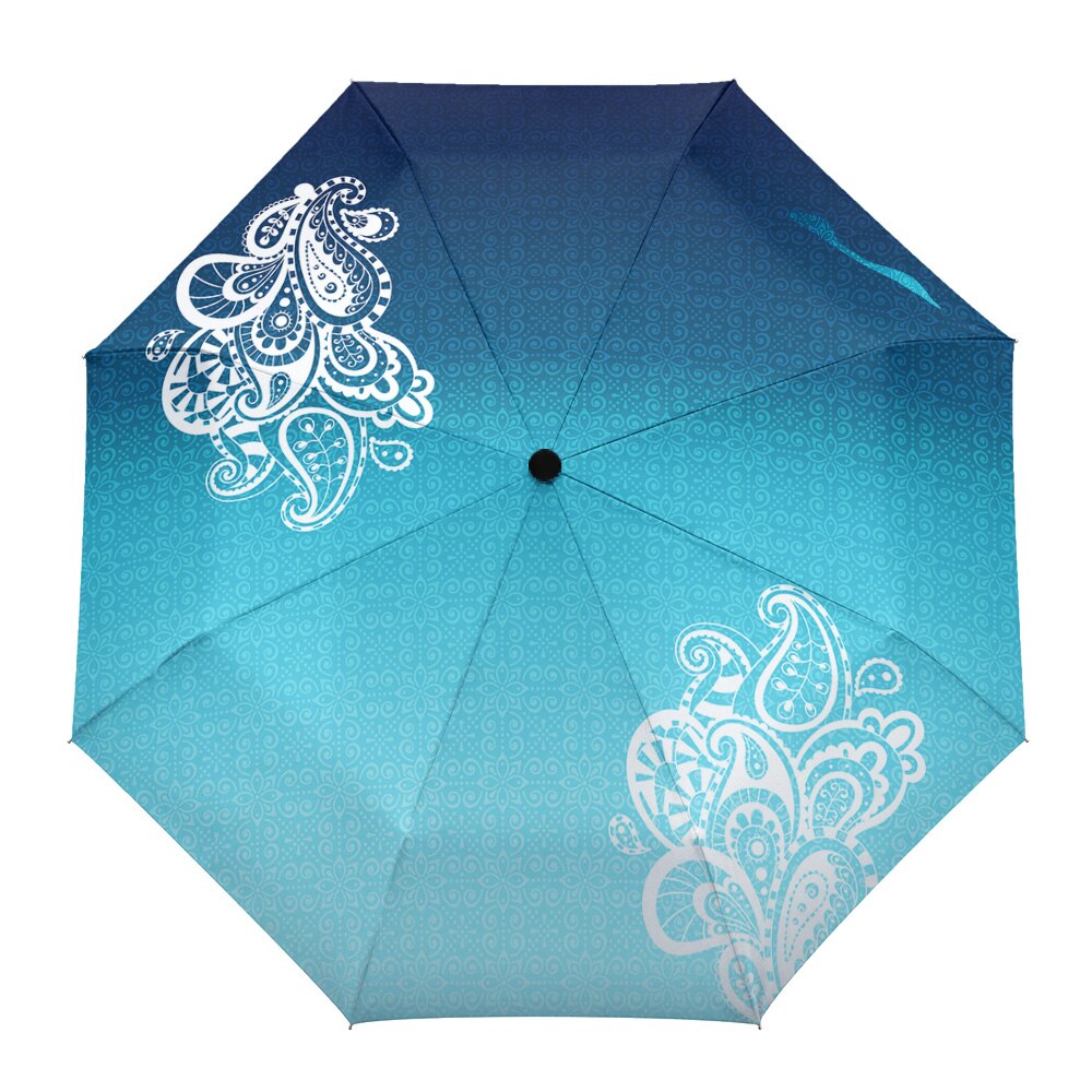 Indiase Traditionele Patroon Acht Bone Automatische Opvouwbare Paraplu Vrouwelijke Mannelijke Luxe Waterdichte Paraplu Paraplu Regen Vrouwen