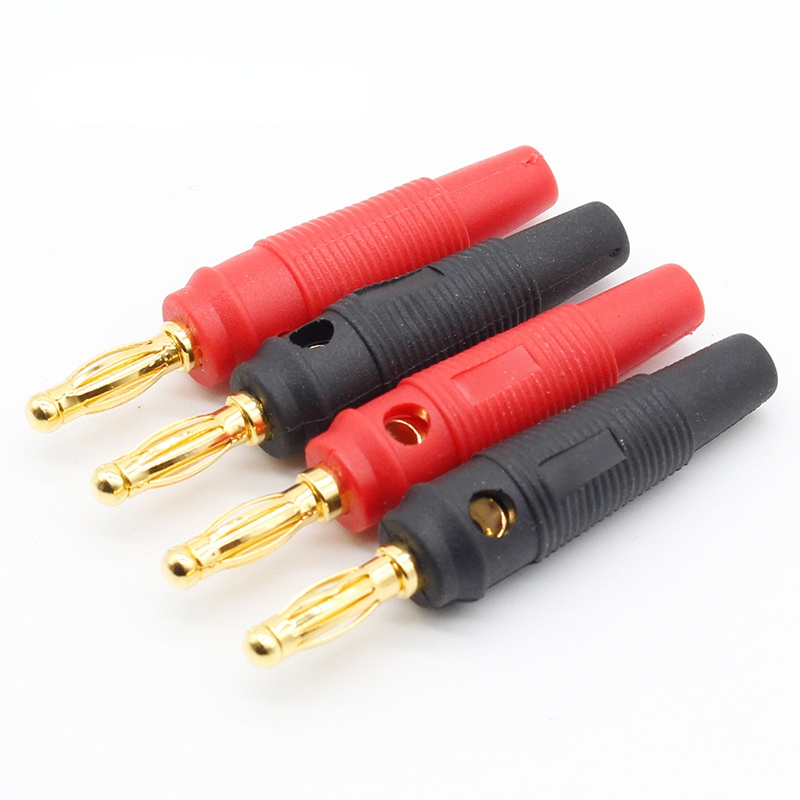 4 stück 4mm stecker aus reinem kupfer, vergoldet, für musiklautsprecherkabel, bananenstecker