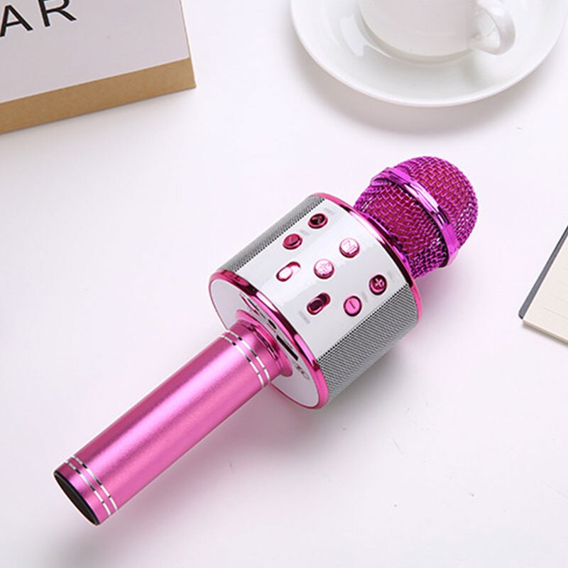 Wireless Bluetooth Microphone Speaker Handheld Microphone Karaoke Mic Music Player Singing Recorder KTV microfone: Pink