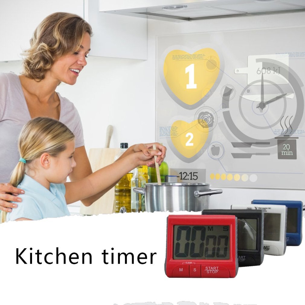 Grote Digitale Drie-Knop Elektronische Timer Keuken Herinnering Timer Timer Multifunctionele Timer Groot Scherm