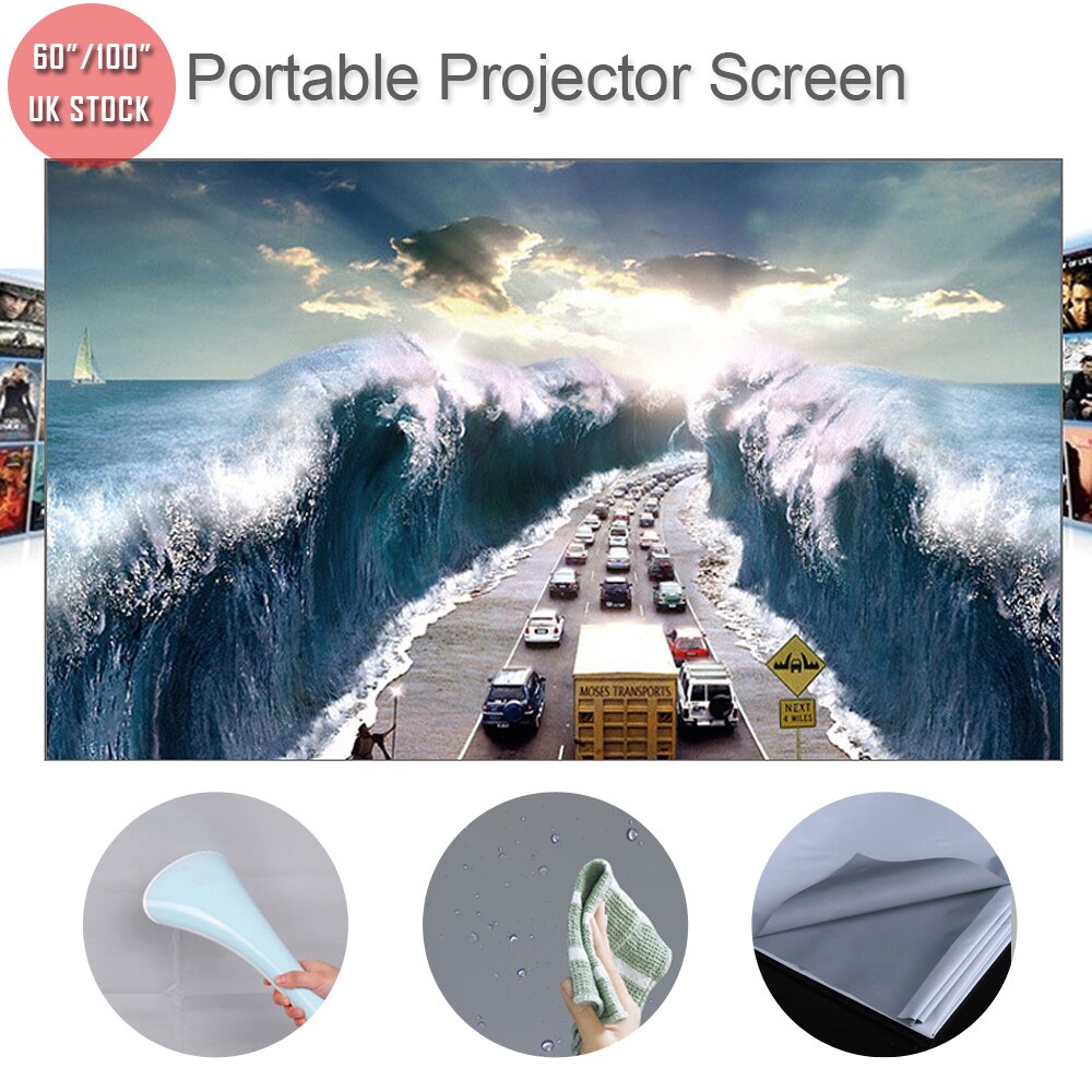 Home Projector Screen 60/72/84/92/100 inch Anti-wrinkle Reflective Fabric Cloth 16:9 Portable Anti-light Projection Movie Screen