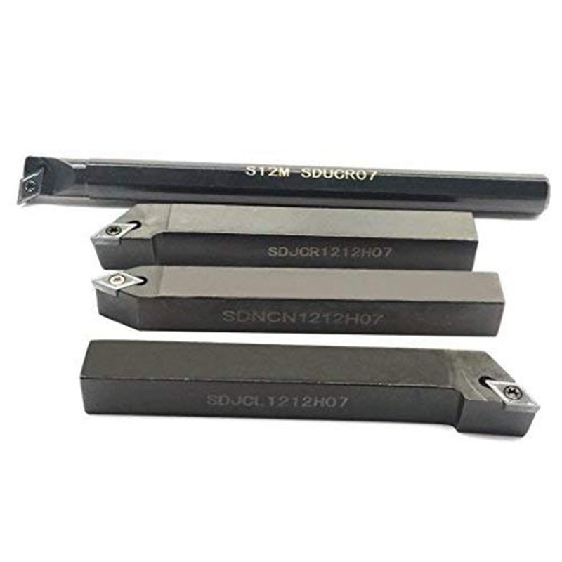 SHGO -4 pièces 1/2 pouces Mini tour Indexable porte-outil de tournage jeu de bits avec 4 pièces DCMT21.51 Indexable tournant insérer