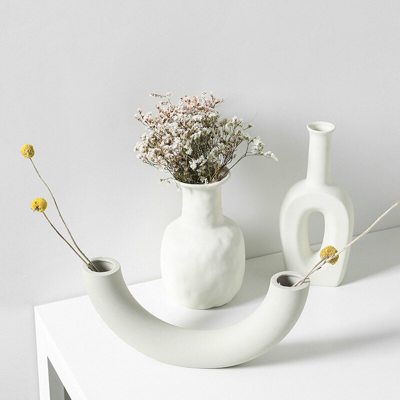 Hjem dekorasjon vase nordisk stil keramisk vase og blomsterpotte hvit ssmall blomsterpotte hjem dekorasjon stort medium og lite vas