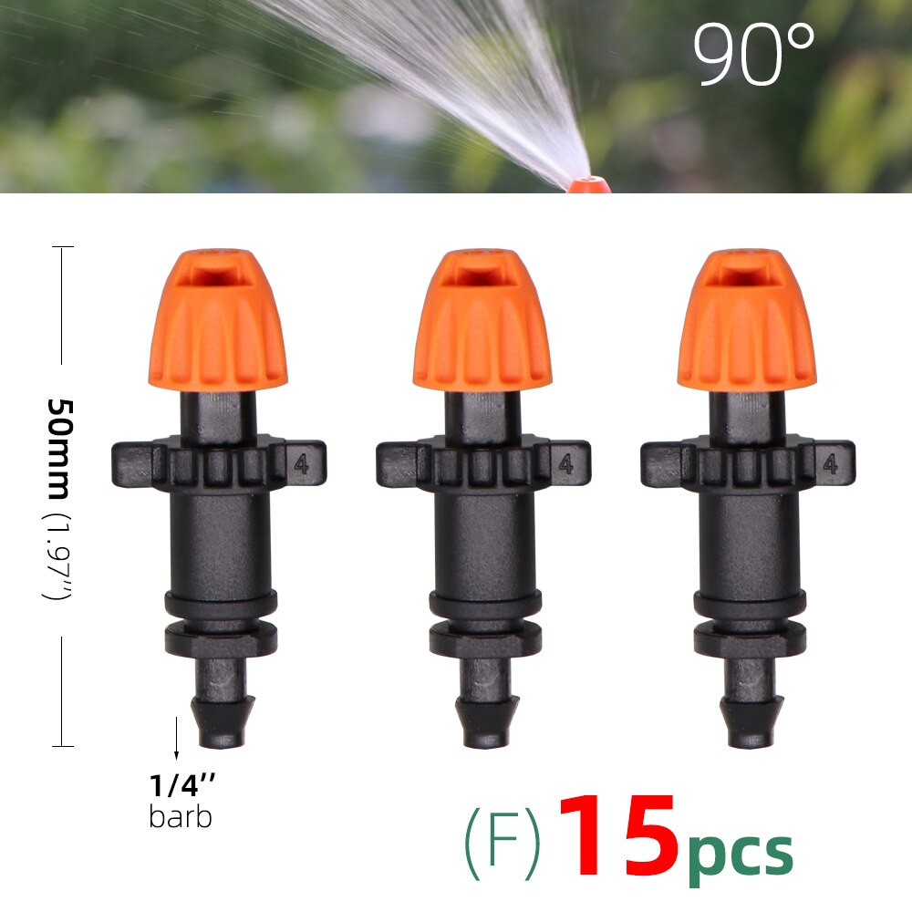 15PCS 90°/180°/360°/Strip Garden Watering Nozzles Irrigation Spraying Sprinklers Angle Optional Stakes Barbs Screw Connectors: Fx15pcs
