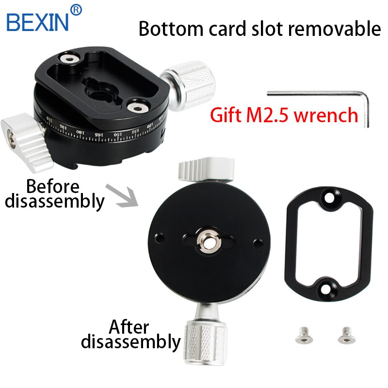 BEXIN QJ07 Quick Release Clamp Camera Mount Clip Tripod Plate Adapter 360 Rotate Panoramic Clamp For DSLR Camera