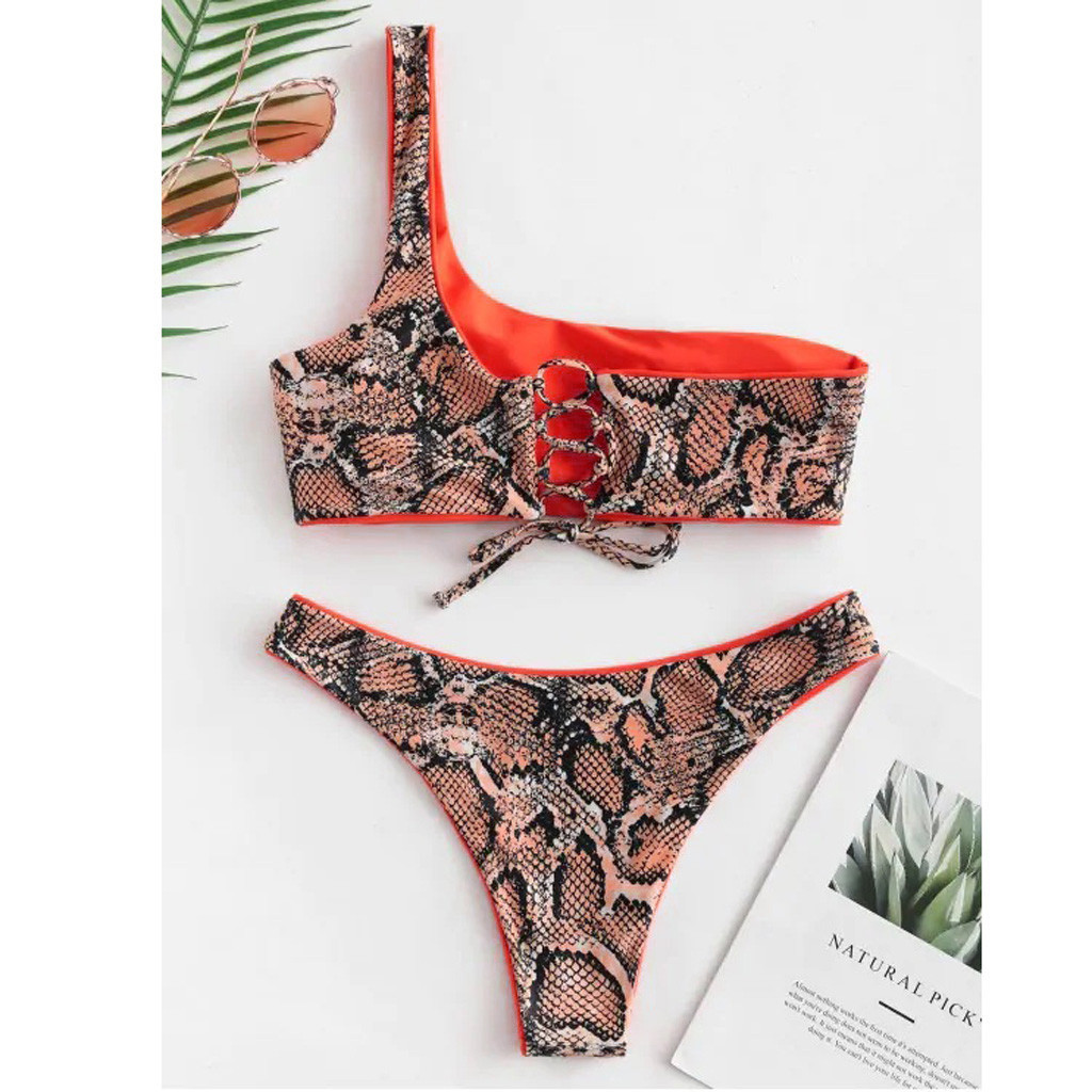 JAYCOSIN Women's Two Piece Filled Bra Sexy Leopard Print Split Bathing Female Summer Lingerie Beachwear Wire Free Causal 19Dec3