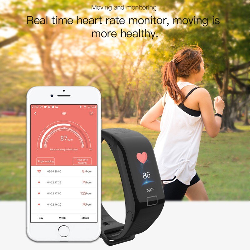 Smart Armband Met Druk Meting Kleur Scherm Stappenteller Fitness Tracker Hartslagmeter Sport Armband