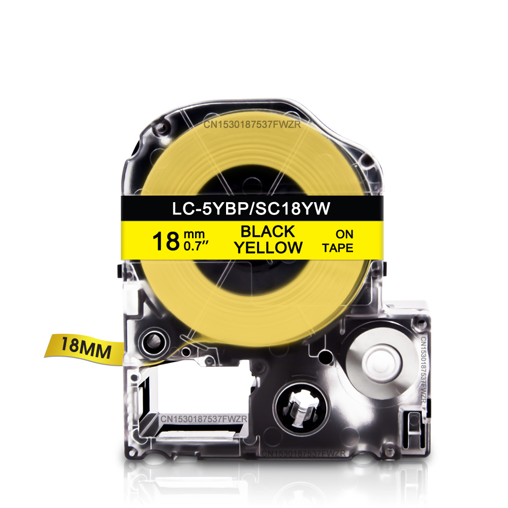 19 farben 18mm * 8m Etikett Band ST18KW SS18KW SC18YW SC18KZ SC18PW Etiketten Band für Epson König Jim tepra Profi Etikett Hersteller Drucker: Schwarz an Gelb