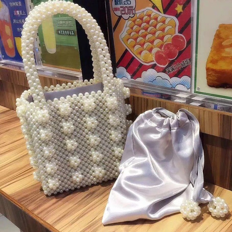 Vrouwen Parel Kralen Draagtas Acryl Clear Box Handtas Voor Vrouwen Party Vintage Kleine Avondtassen Luxe Strand sac