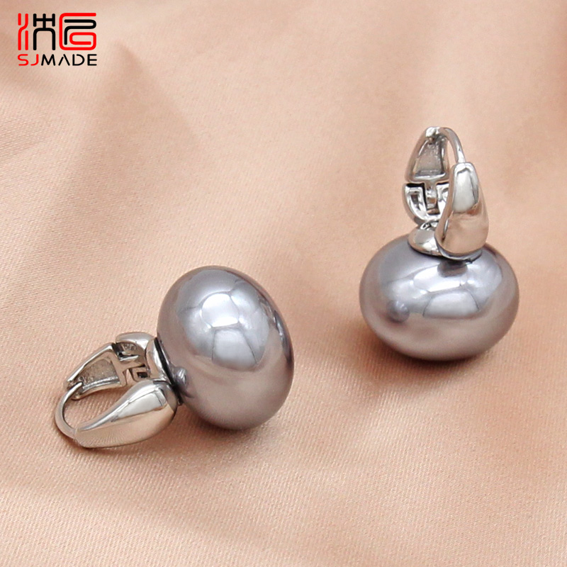 SHENJIANG-Boucles d'oreilles pendantes en perles simulées pour femmes, bijoux de mariage, de , or rose, goutte d'oreille document, nouvelle tendance, 585: noir chrome