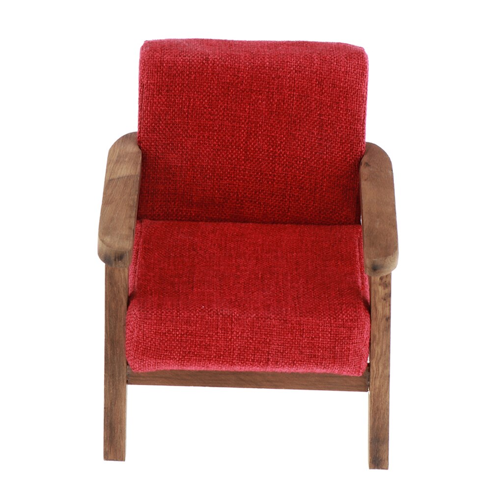 Dollhouse Furniture 1/6 Scale Miniature Armchair Toys for Dolls House Living Room Bedroom Decor - Red/Yellow/White Optional: Red