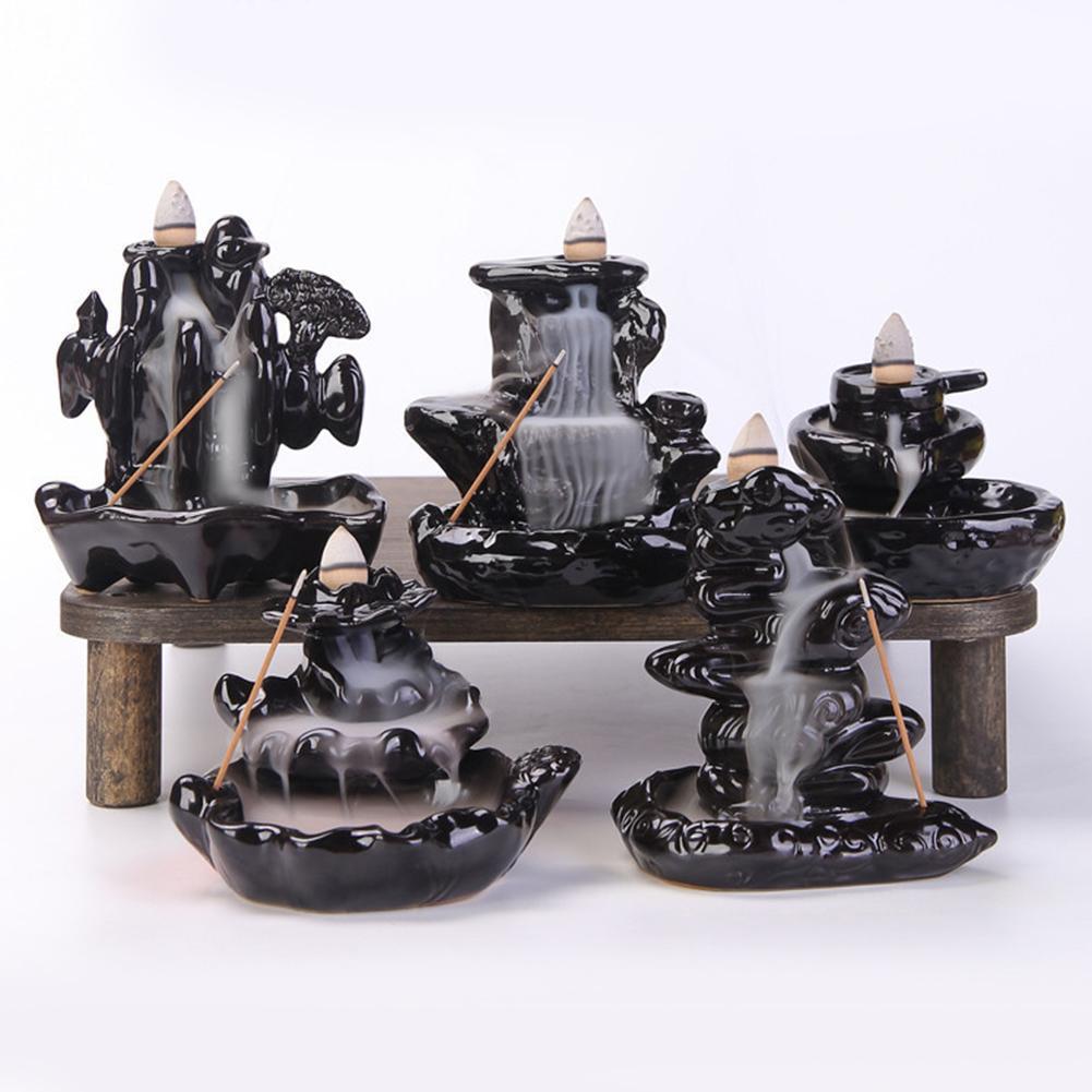 1pc criativo cachoeira queimador de incenso suporte de incenso cerâmica artesanal backflow queimador de incenso decoração cones