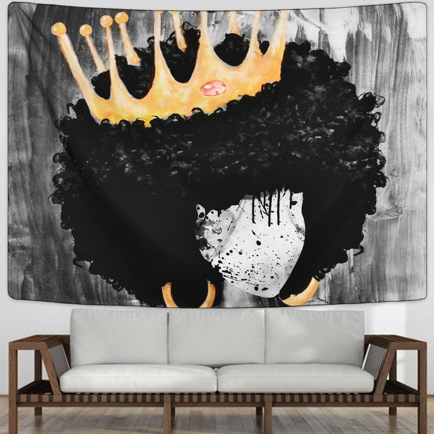 Schwarz Hippie Tapisserie Wandbehang Afrikanischen Frauen Mädchen mit Krone