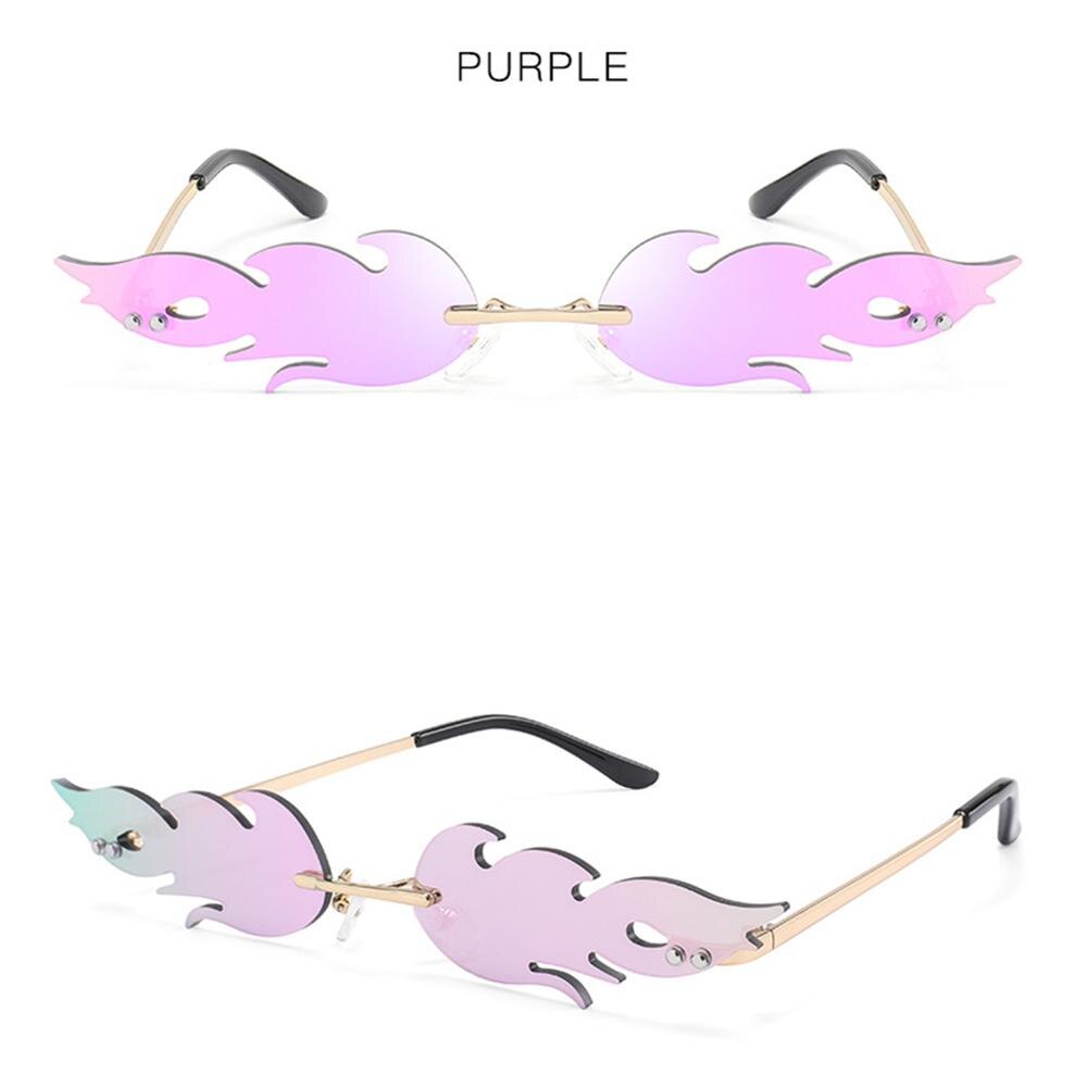 Okulary przeciwsłoneczne ogień bez oprawek fala okulary przeciwsłoneczne ogień płomień okulary Streetwear okulary robić jazdy samochodem modny wąska moda UV 400 Eyew: purpurowy
