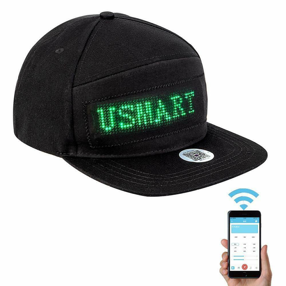 Unisex Men Women Animated LED Message Sign Hiphop Cap Adjustable Baseball Hat: Black