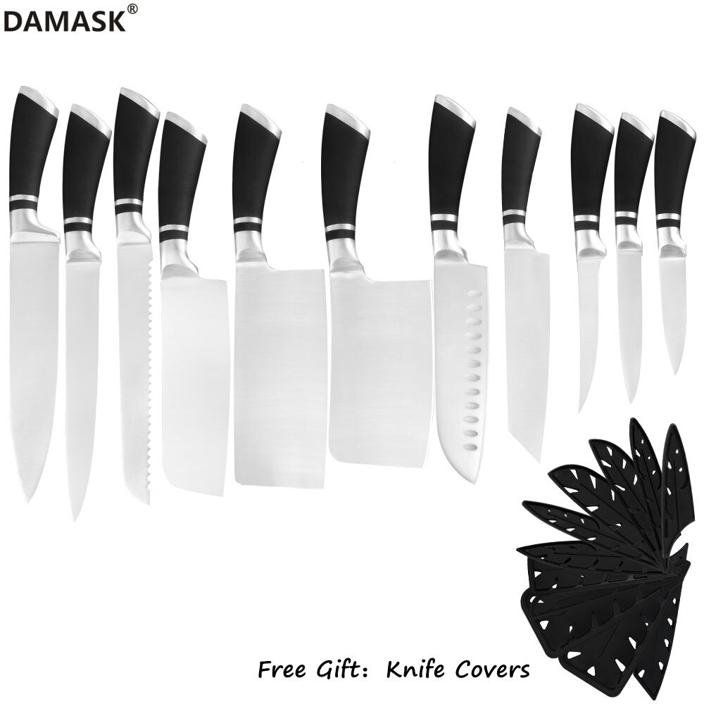 Damask Japanese Kitchen Knife Set Economical Stainless Steel 3Cr13 Sharp Blade Non-Slip Handle Chef Knife Set Cooking Knives