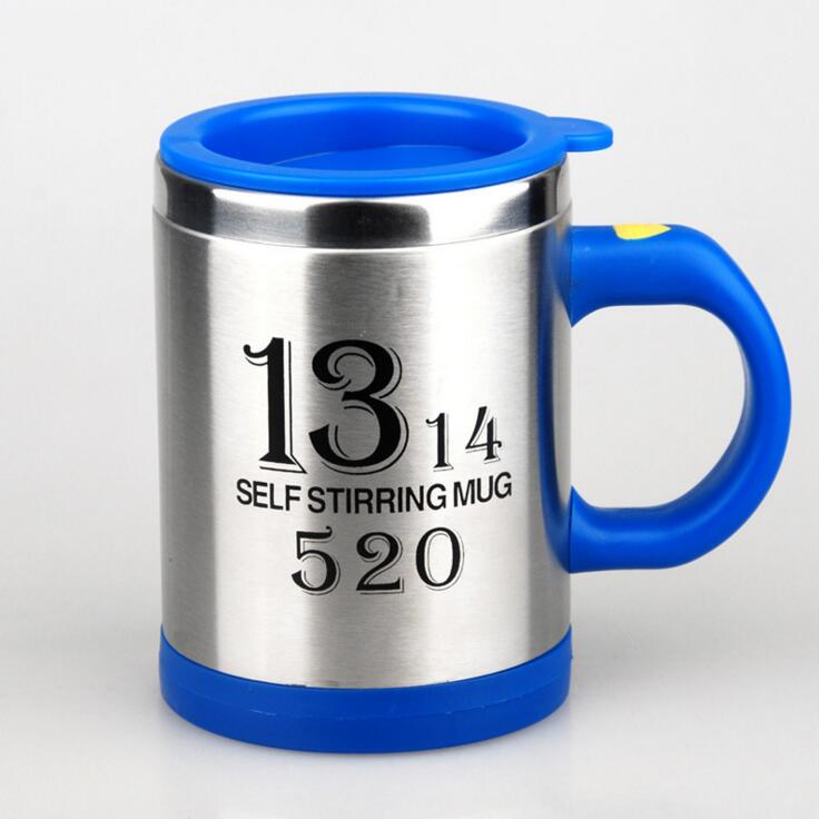 Taza de café creativa FEIGO de 400 ml, taza mezcladora automática eléctrica de acero inoxidable para mezclas y bebidas, taza de F256: F256 Steel dark blu