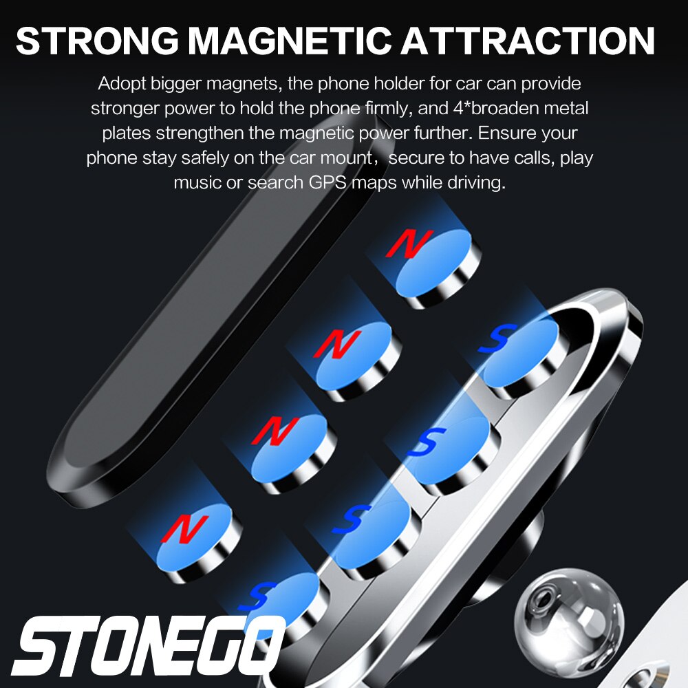 STONEGO-soporte magnético de Metal para teléfono móvil, accesorio giratorio de 360 grados, de aleación de Zinc, para coche