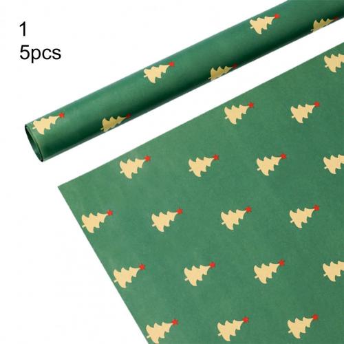 5Pcs Packing Paper Disposable Eco-friendly Practical Lovely Pattern Printed Kraft Christmas Wrapping Paper for Festival: 1