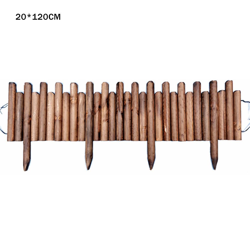 Valla enrollable de madera con pinchos, fácil de conectar, resistente a la corrosión, para camas de flores, caminos de césped inteligentes: 15x20x120CM