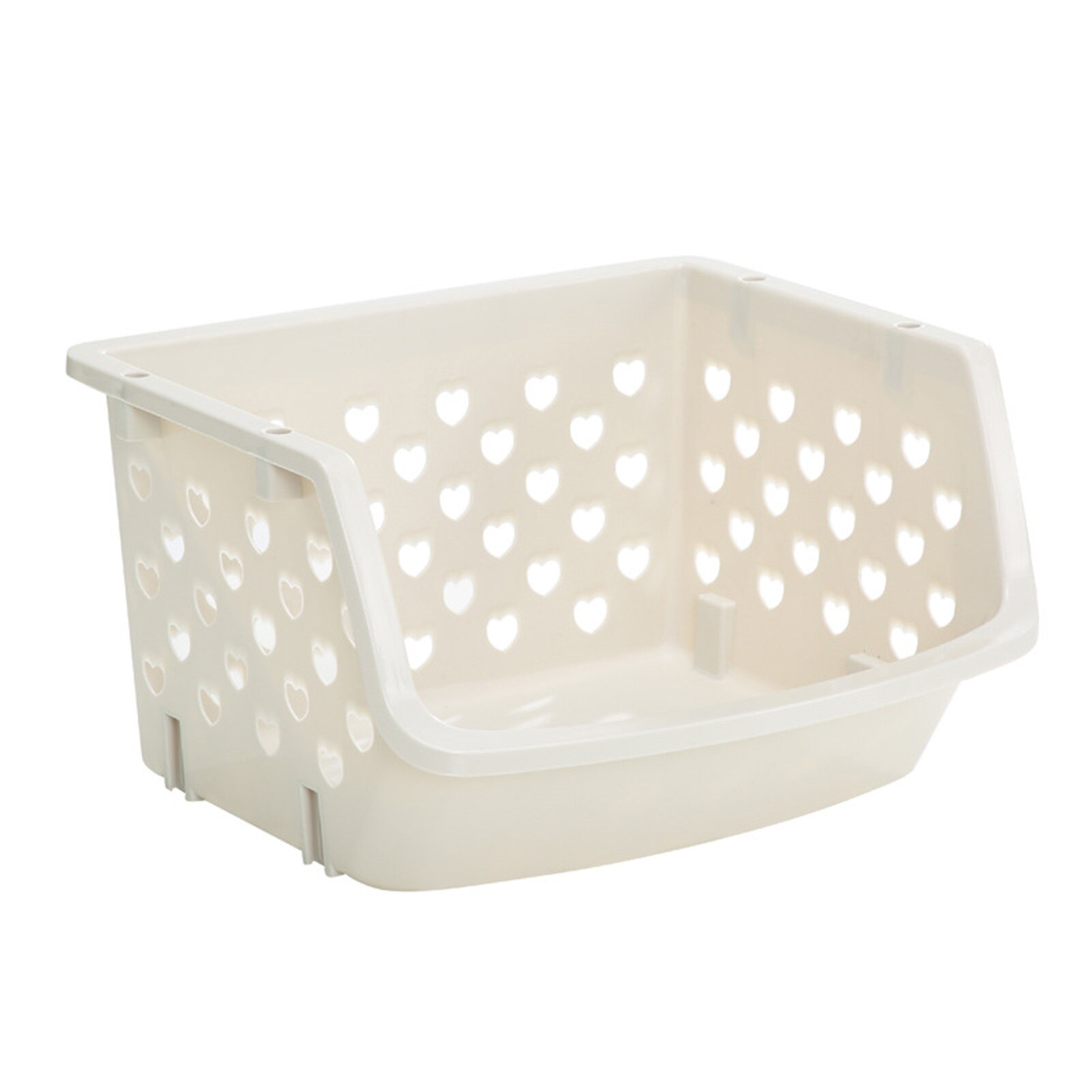 Cesta de almacenamiento de plástico para cocina, organizador apilable de hueco multifuncional para verduras y frutas: Beige