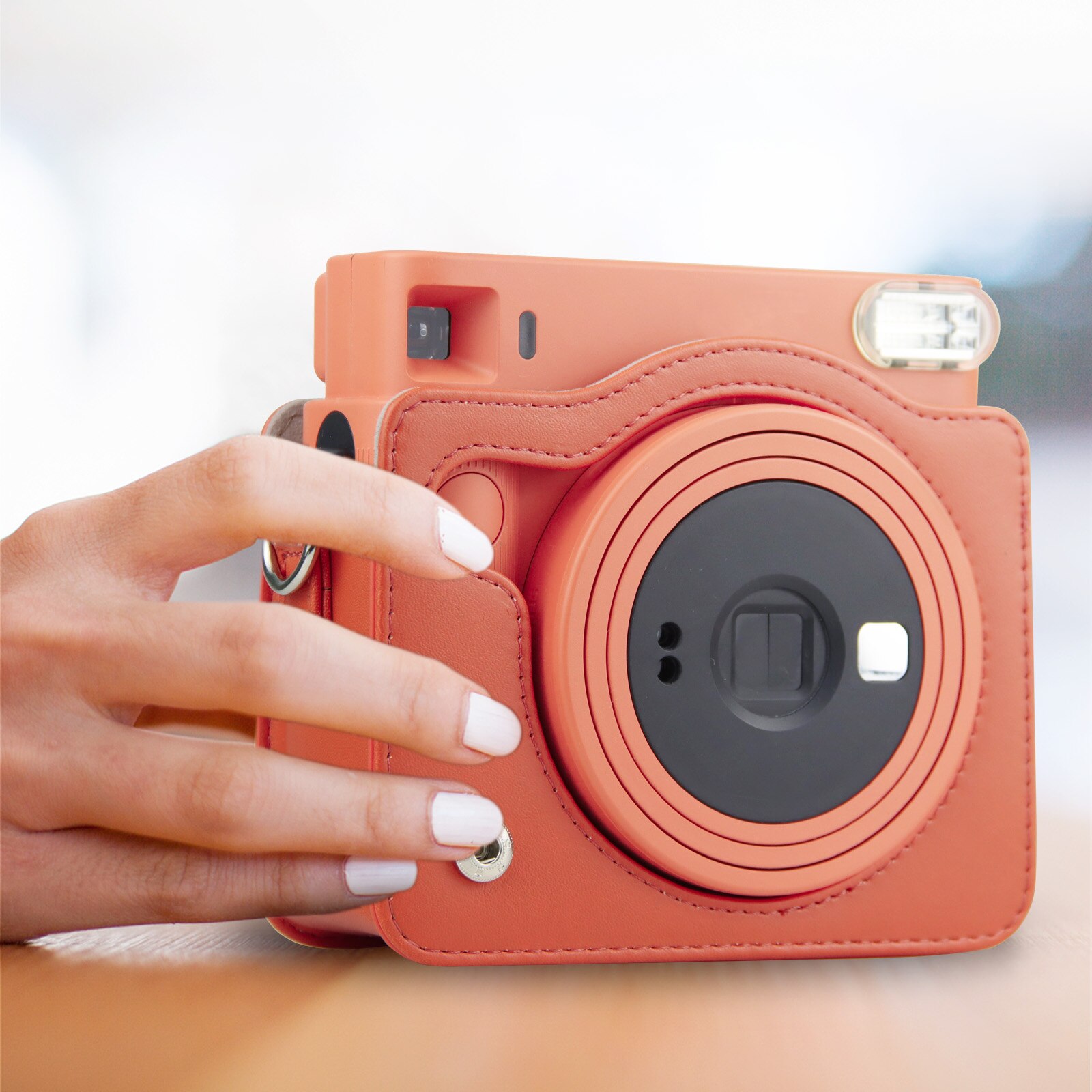 Besegad Draagbare Pu Lederen Beschermhoes Tas Met Afneembare Schouderriem Voor Fujifilm Instax Vierkante SQ1 Instant Camera: Red