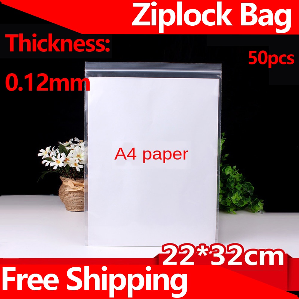 Ziplock Bag 12 Silk Large Plastic Bag 22X32cm A4 Paper Packaging Storage Bag Thicken Self-sealed Bags Fresh-keeping Sealing Bags