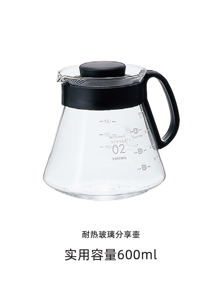 V60 Pour Over Glass Range Coffee Server Carafe Drip Coffee Pot Coffee Kettle Brewer Barista Percolator Clear: 600ml   1-4Cup