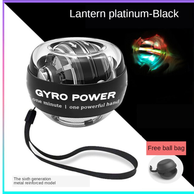 LED Light Self-starting Power ball Wrist Power Hand Ball Muscle Relax Spinning Wrist Trainer Exercise Equipment Strengthener: black Lantern 1 bag