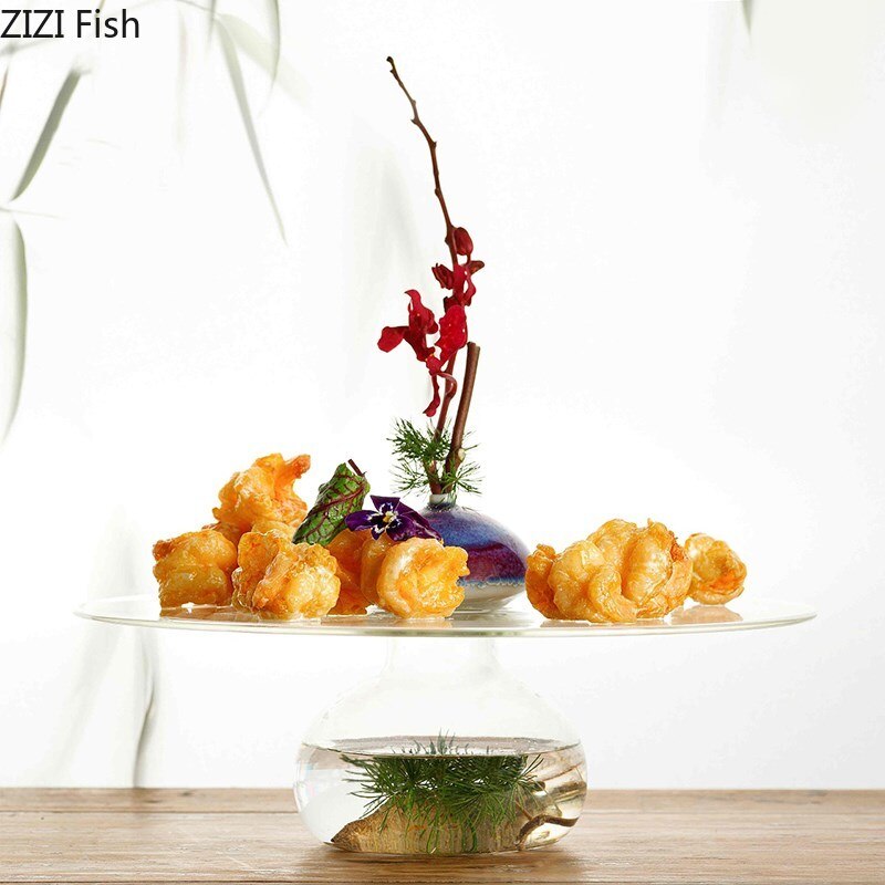 Piatto di vetro trasparente piatto di ghiaccio secco ristorante giapponese piatto di Sushi tè pomeridiano piatto da dolce cucina domestica stoviglie in vetro