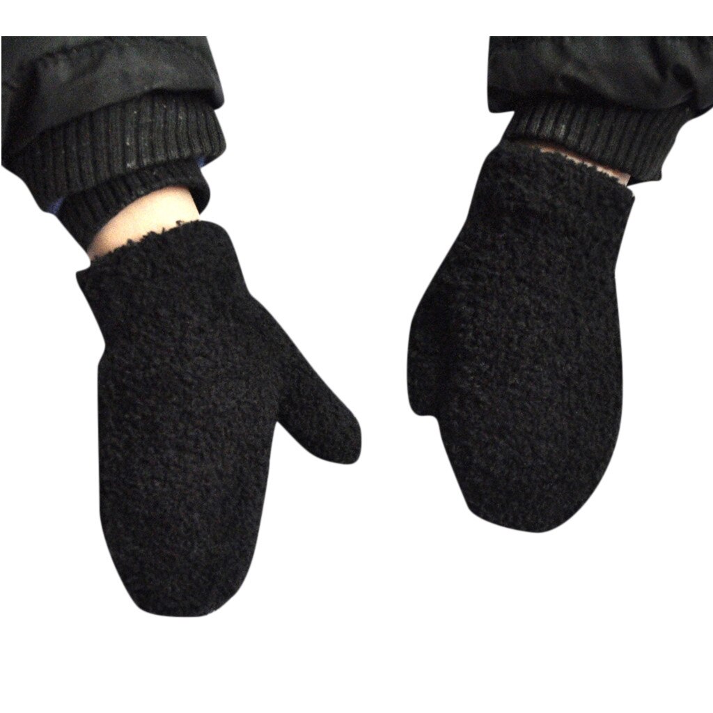 Kids Handschoenen 13*5.5Cm 1-4 Jaar Kinderen Winter Warm Gebreide Fluffy Warm Leuke Handschoenen Soft Volledige dikke Warm Houden In Koud Weer: Black